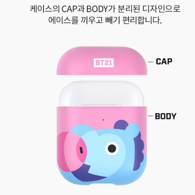 Étui Rigide BT21 pour Airpods (MANG), BTS, K-POP, Idol pink