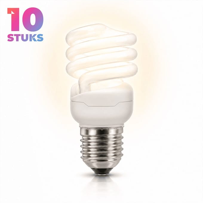 10x Spiraal Spaarlamp E27 - 9W - Daglicht (6400K) - 700 lm - 10 jaar - Niet Dimbaar