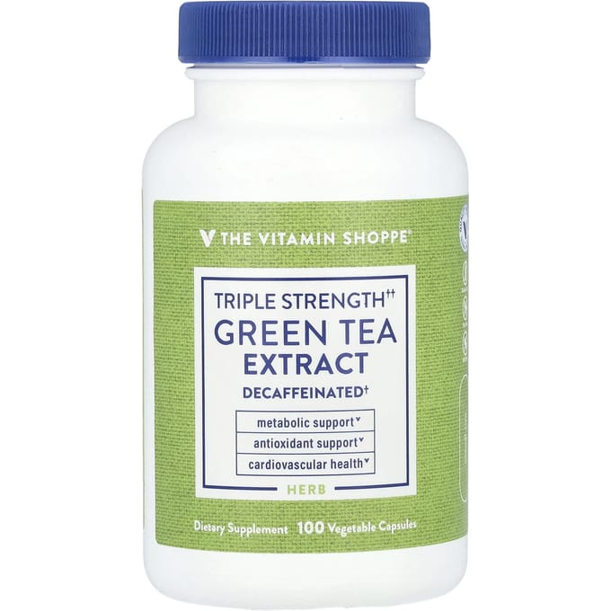 The Vitamin Shoppe, extrait de thé vert, triple concentration, décaféiné, 100 gélules végétales