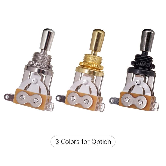 3-weg korte rechte gitaar schakelaar pickup selector met messing hoed compatibel met Gibson Les goud