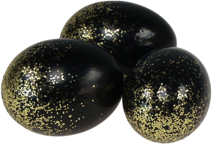 Decoratieve paaseieren echt kippenei zwart met gouden glitters H5,5–6c