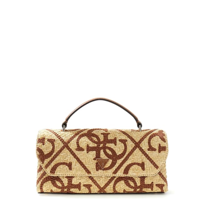 GUESS schoudertas handtas Kirsten Top Handle Flap Bag Natural / Caramel beige