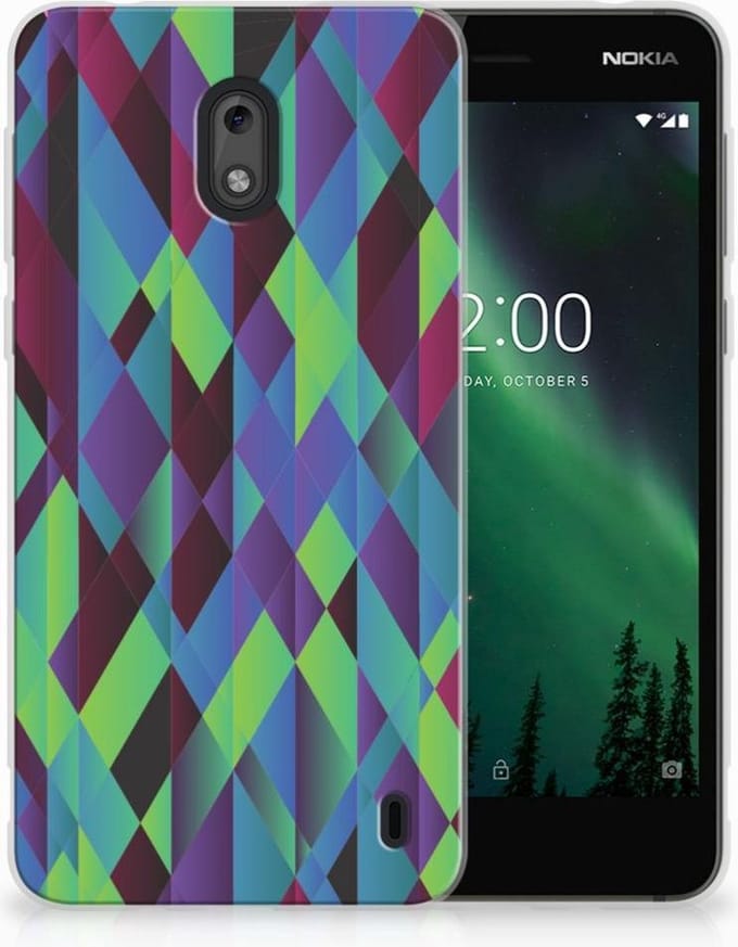 Nokia 2 TPU Hoesje Abstract Green Blue