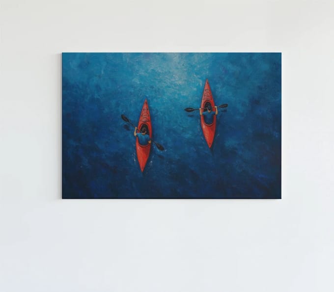 Canvas Schilderij - Stilte van de Zee - Wanddecoratie - 60x40x2 cm