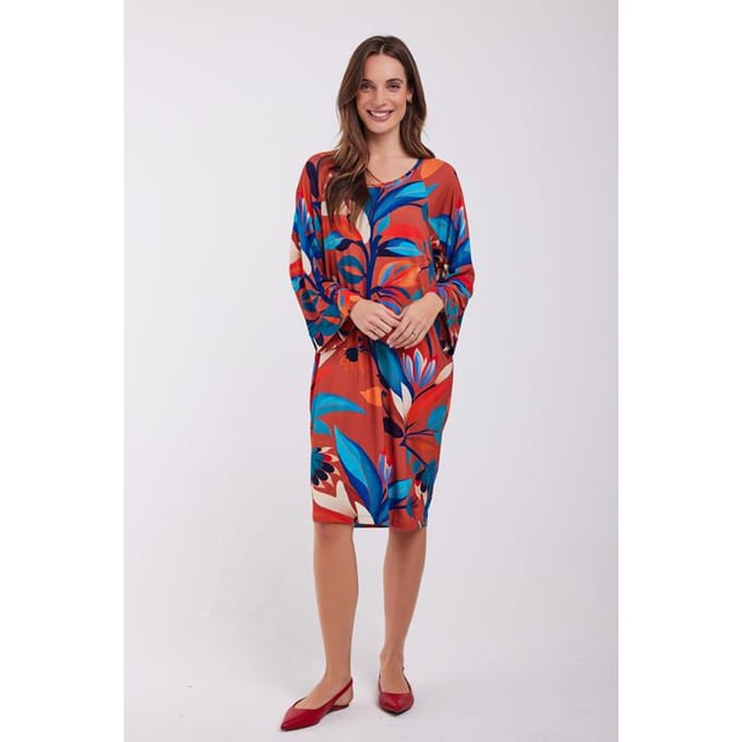 DIDI Dames Loose dress Cher Brown Ginger print maat 48