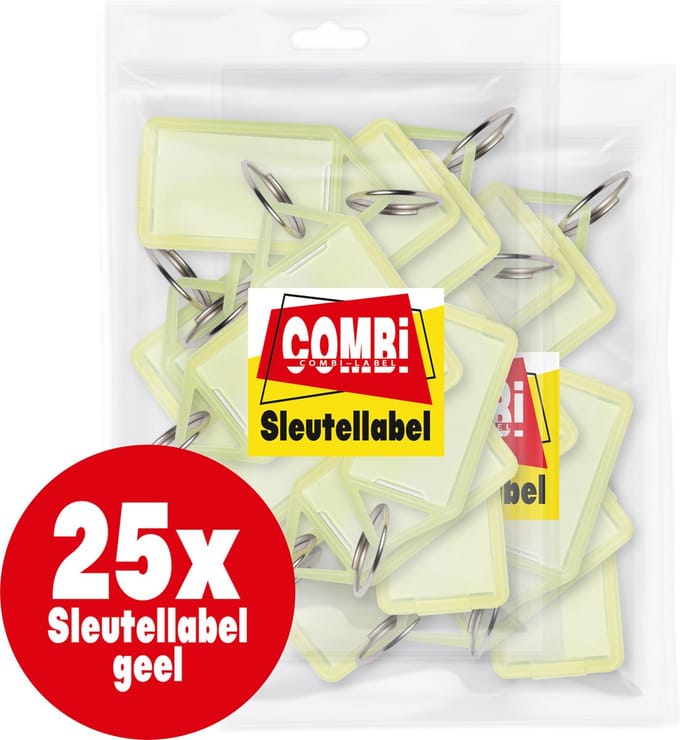 Combi-Label openklapbare Sleutellabels geel met inlay - Sleutelhanger - Naamlabel – openklapbaar 25 stuks