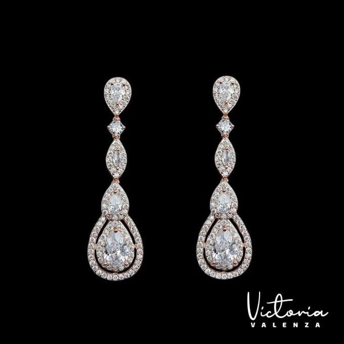 Victoria Valenza oorhangers - Monte Carlo Messing - Witte Steen - Rosegoud