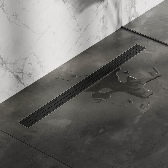 Brauer Douchegoot met Standaard Rooster en Flens - 100 cm - Zwart