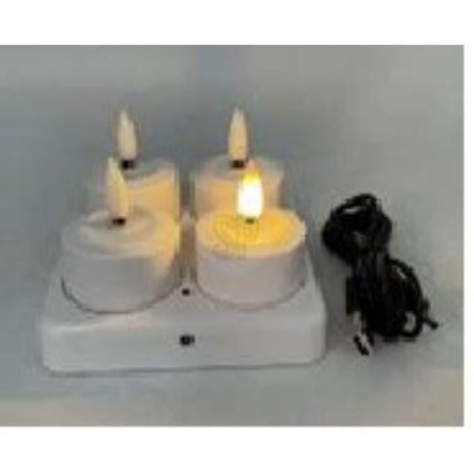 Koopman - Oplaadbare LED theelicht set - 4-delig - MET oplader - Wit