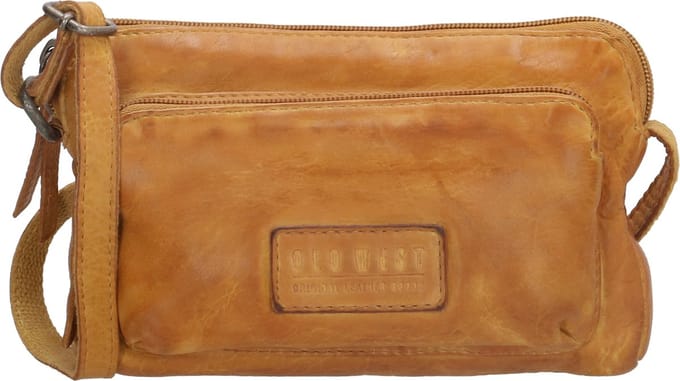Old West Paint Rock Leren Schoudertas / Crossbodytas - Oker Geel