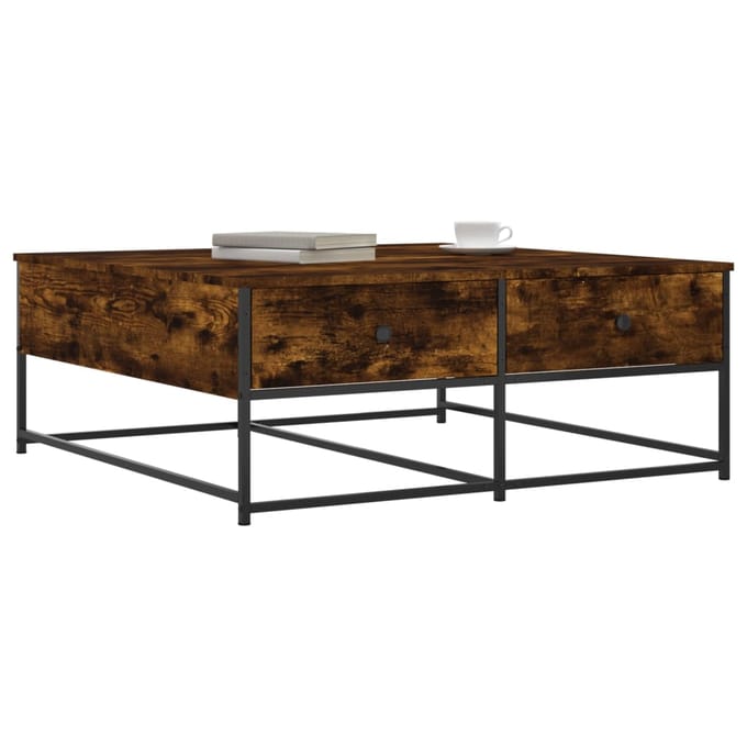 vidaXL - Salontafel - 100x99x40 - cm - bewerkt - hout - gerookt - eikenkleurig