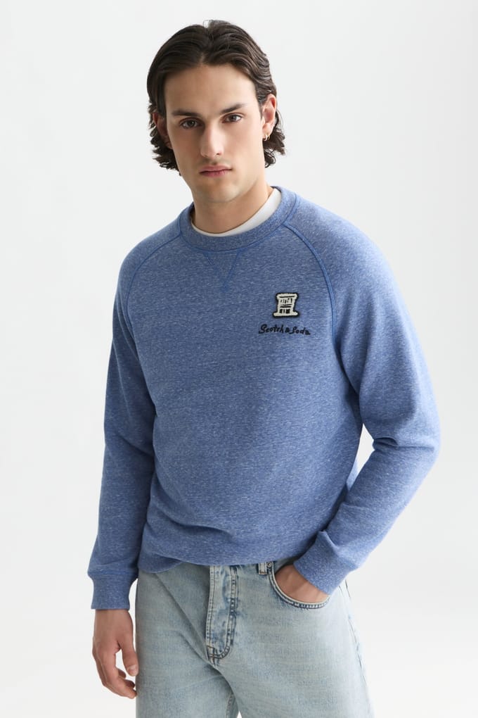 Scotch & Soda Melange Regular-fit Sweatshirt Ensign Blue Melange Taglia: S | Maglioni a maglia Outlet | Uomo | Blu