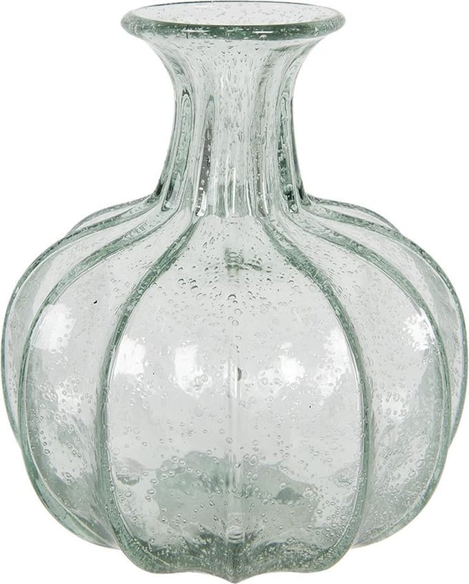 Clayre & Eef Vaas Ø 18x21 cm Groen Glas Rond Glazen Vaas Bloempot Binnen
