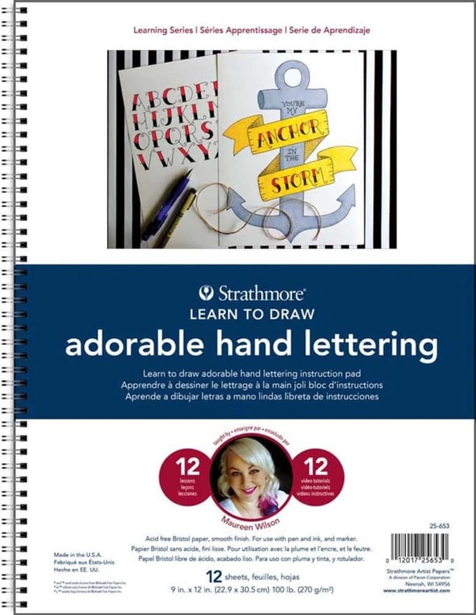 Handlettering Pad - Tekenblok Bristol - Creatief Leren - Inclusief Lessen - 30x23 cm - Multicolor