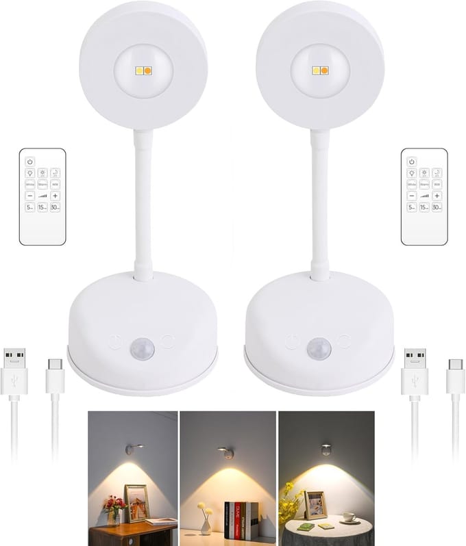 2 stuks 2000mAh Kattenoog Schilderijlamp - Bewegingssensor LED Wandlamp - Oplaadbaar Dimbaar Wit - visual