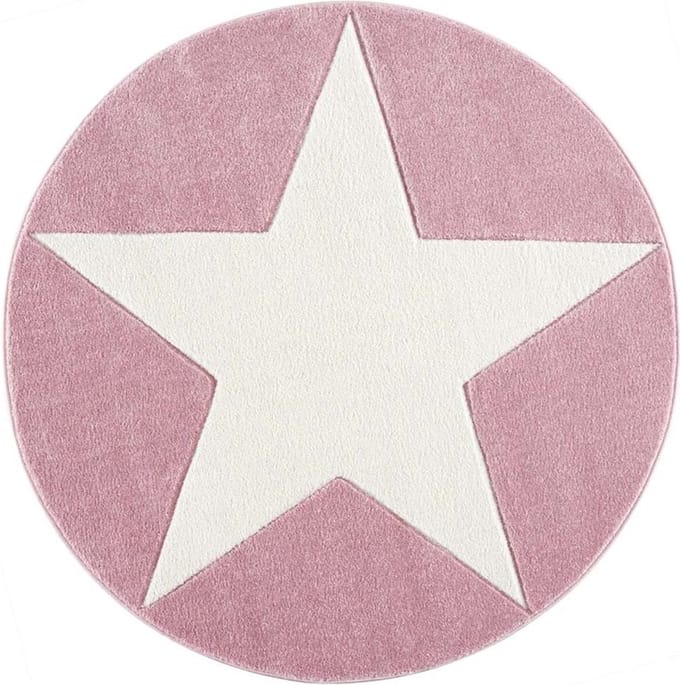 Livone - Kindervloerkleed Happy Rugs Star Rond - Roze Ø 133 cm