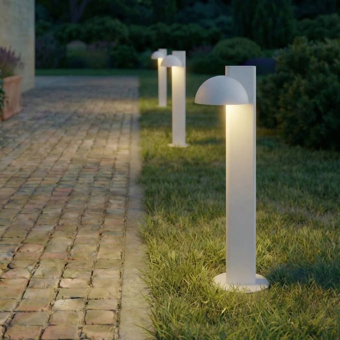 Lucande LED tuinpadverlichting Velira, lichtgrijs, 77 cm, 1-lamp, IP44