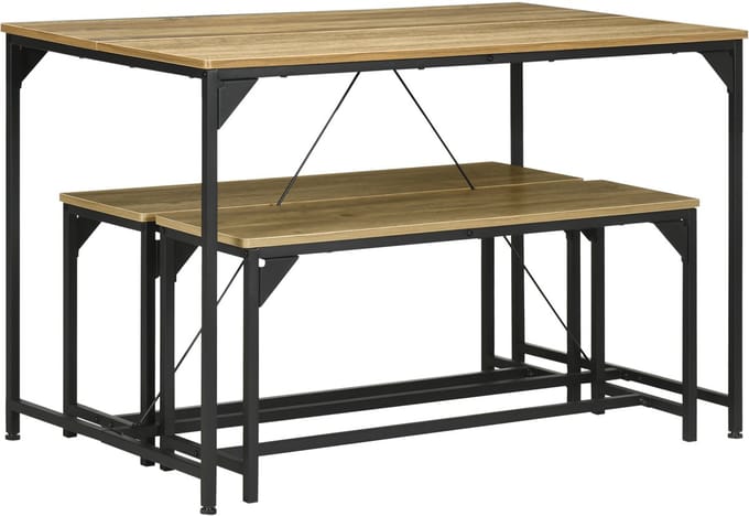 4goodz Eetkamerset industrieel design 3-delig voor 4 personen eettafel met 2
