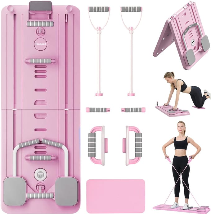 Foompad® - Pilates Board - Set - Reformer - Opvouwbaar - Roze - Incl. Telefoonhouder!