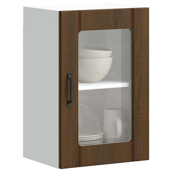 vidaXL - Keukenbovenkast - met - glazen - deur - Lucca - bruin - eikenkleur