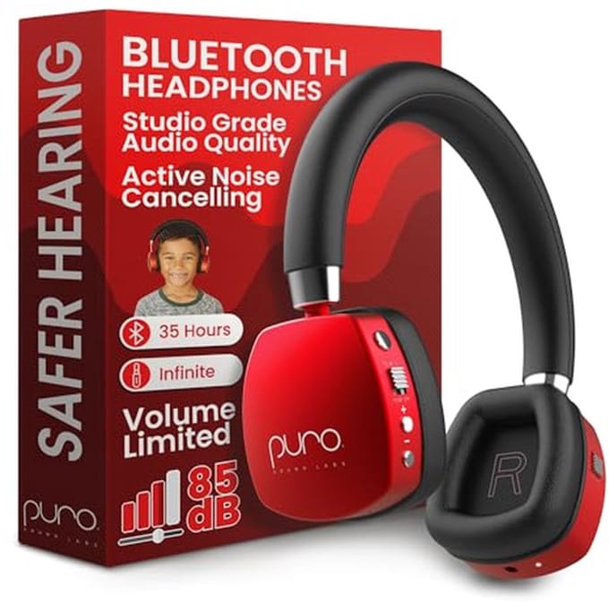 Volume beperkte on-ear actieve ruisonderdrukkende Bluetooth-hoofdtelefoon voor kinderen met ingebouwde microfoon - veilige geluidskwaliteit