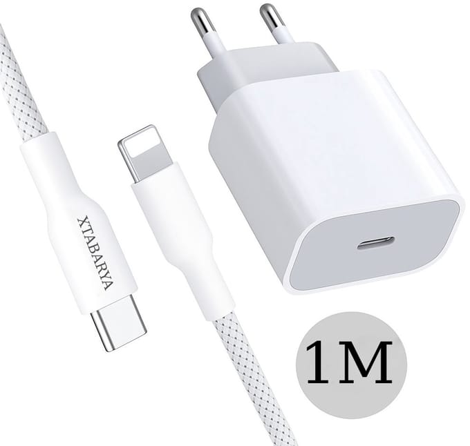 20W USB-C Snellader met 1m USB-C naar 8 pin-kabel – Geschikt voor iPhone | Supersnel opladen & data-overdracht