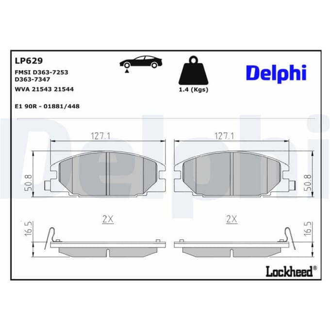 Remblokset DELPHI LP629, voor