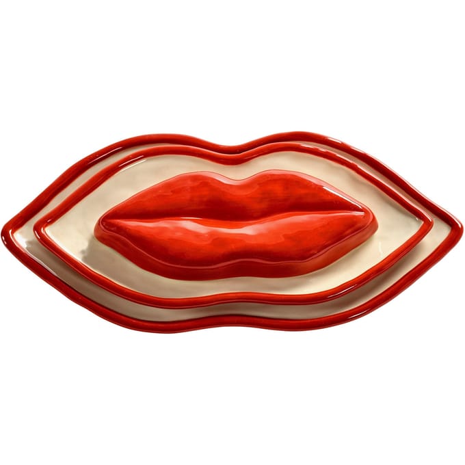 Serax Wouters & Hendrix Les Objets Mouleversants Lips schaal set van 3 rood / wit (in luxe geschenkverpakking)
