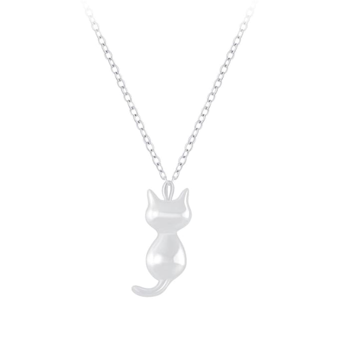 Joy|S - Zilveren kat poes hanger met ketting 45 cm