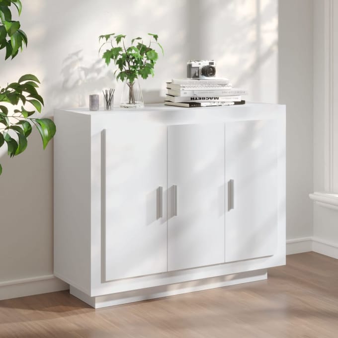 vidaXL - Dressoir - 92x35x75 - cm - bewerkt - hout - wit