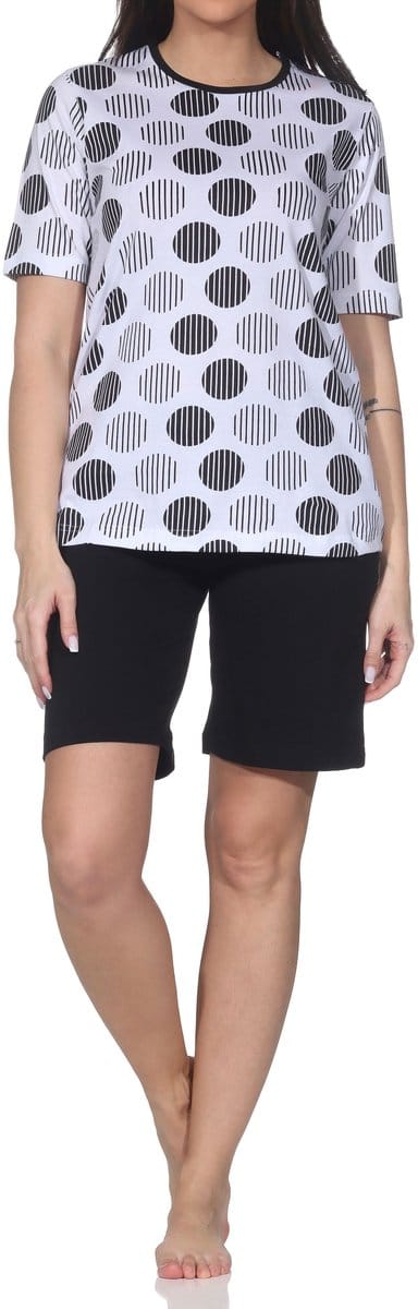 Normann dames shorty pyjama korte mouw zomers stippen design grote maten