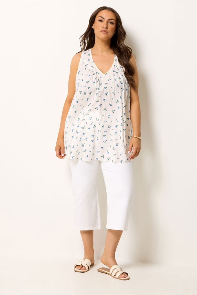 Yours Witte Top Met Bloemenprint Size 50-52