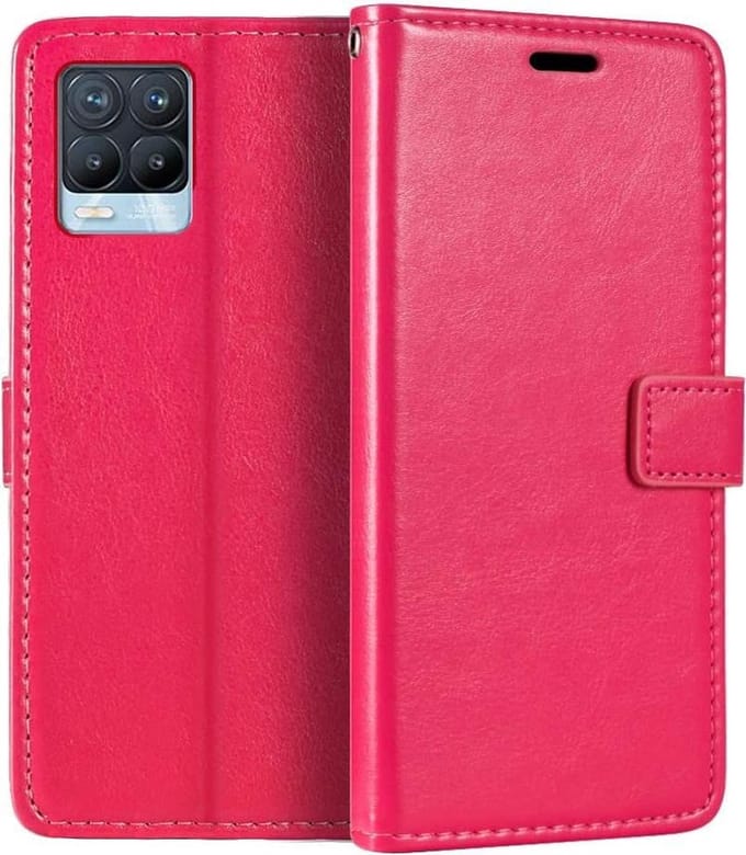 Bookcase Geschikt voor: Realme 8 Pro - Roze - portemonee hoesje