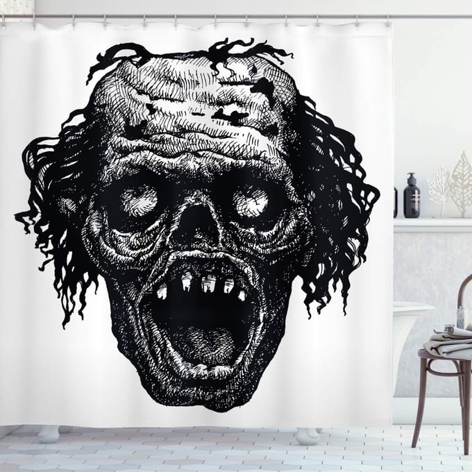 ABAKUHAUS Douchgordijn Halloween Zombie – 175x200 cm – Polyester, waterafstotend