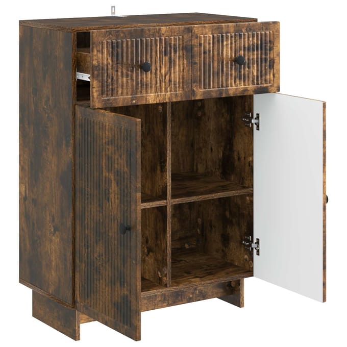 vidaXL - Dressoir - Gerookt - eiken - 66 - x - 34,5 - x - 90 - cm - Bewerkt - hout