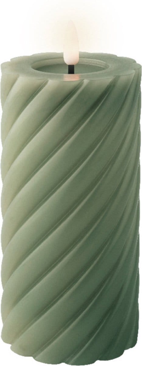 Lumineo Luxe LED kaars/stompkaars - groen - D7,5 x H17 cm - timer