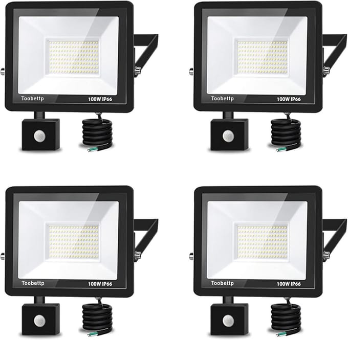 Krachtige LED Buitenlamp met Bewegingsmelder, 100W, Warm Wit Licht