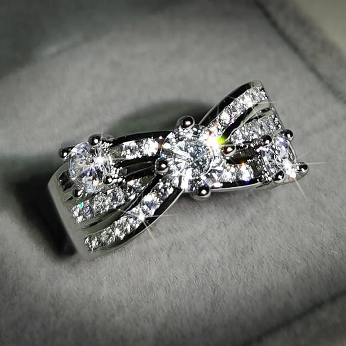 Bloemenfeest Ring Galvaniseren Echt Goud 5A Zirkonia Ring Dames Feest Bruiloft Ring No. 10 gray