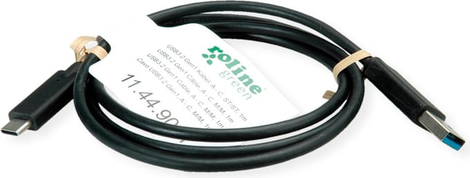 ROLINE GREEN USB 3.2 Gen 1 kabel, A-C, M/M, zwart, 0,5 m
