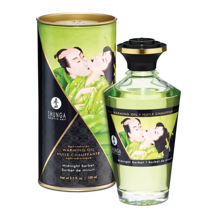 Shunga - Verwarmende Olie - Om Van Het Lichaam Te Likken - Midnight Sorbet