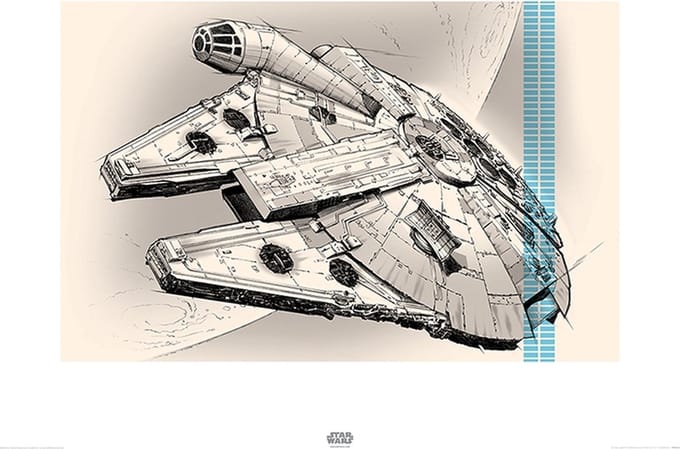 Pyramid Poster - Star Wars Episode Vii Millennium Falcon Pencil - 60 X 80 Cm - Multicolor