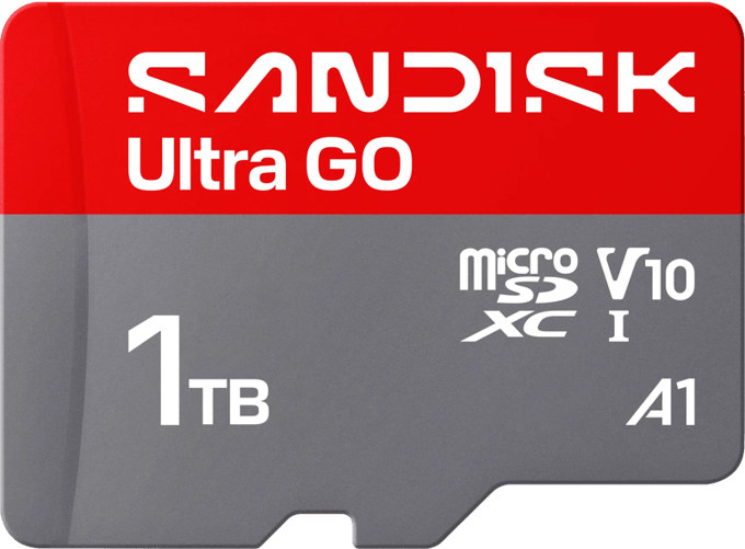 SanDisk microSDXC Ultra GO 1TB (UHS-I, V10, U1, C10, A1, R190 MB/s, Full Video HD)