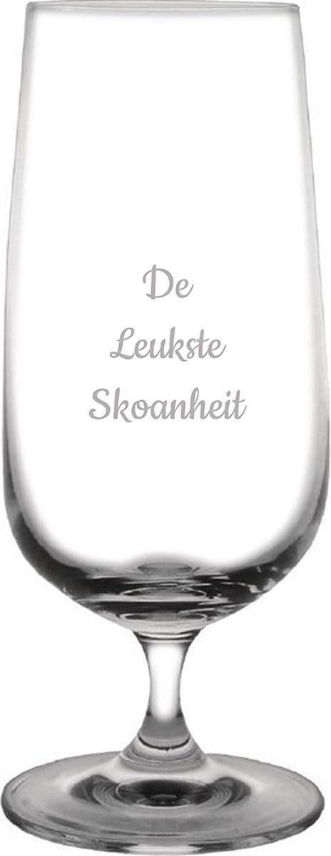 Gegraveerde bierglas op voet 41cl De Leukste Skoanheit