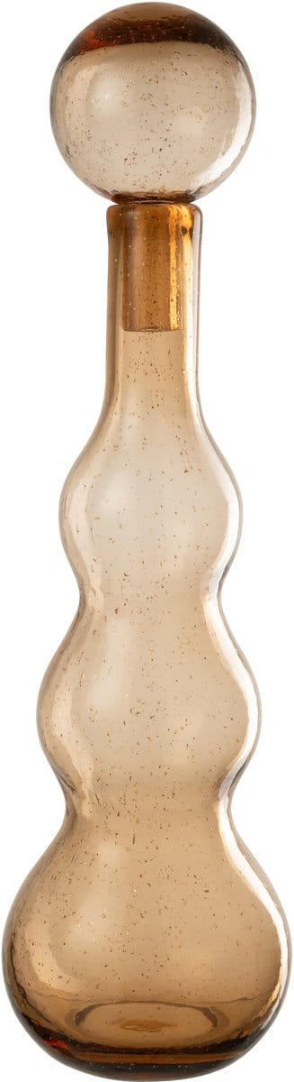 J-Line decoratie fles + stop Carol - glas - caramel - large