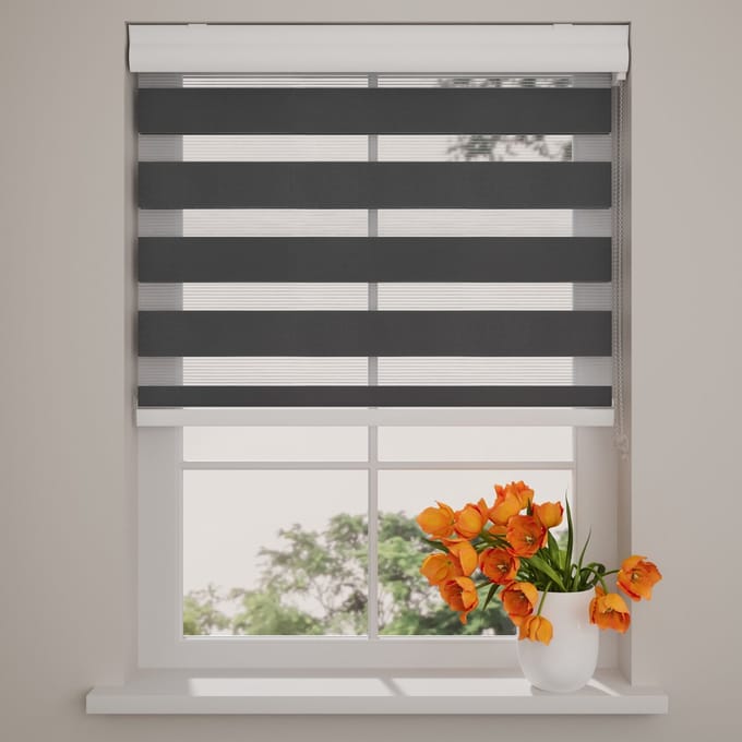 Duo Rolgordijn Splendid - Lichtdoorlatend - Black - 60x175 cm