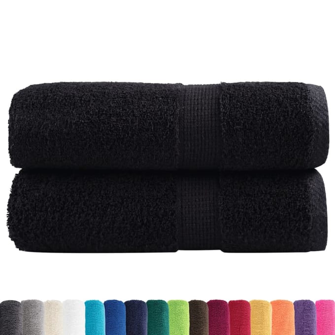 vidaXL - Premium - washandjes - SOLUND - 2 - st - Zwart - 30x30 - cm - 600 - g/m2