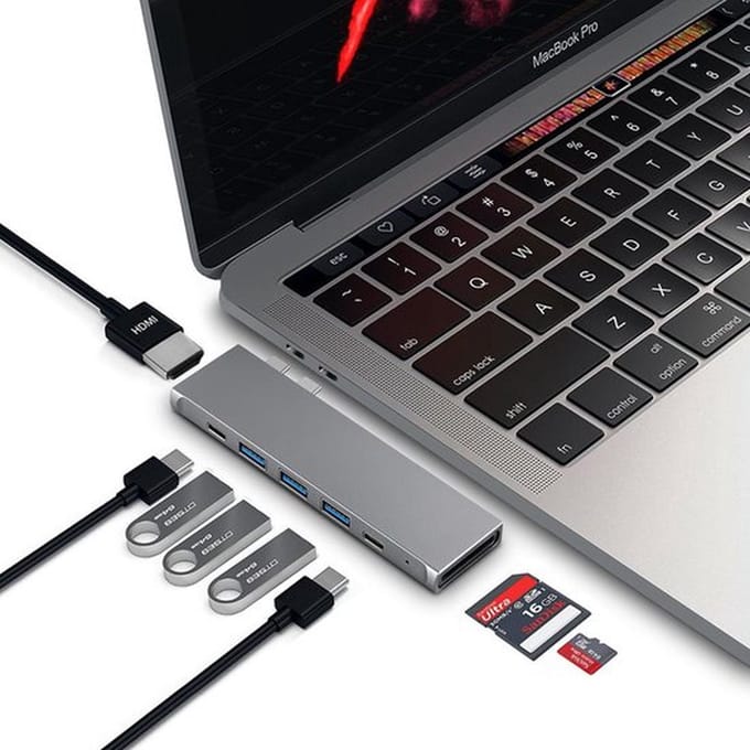 M-Teck Pro Dock X – HDMI 4K + 1 x Thunderbolt + 1 x USB-C+ 3 x USB3.0 + SD/MicroSD voor Macbook Pro en Macbook Air (Kleur: Space Grey )
