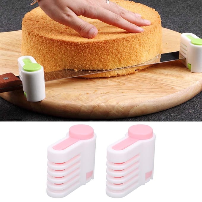 2 Stuks Multifunctionele DIY Taart Brood Snijder Snijgeleider Tool Thuis Keuken Accessoire(Wit en Roze white
