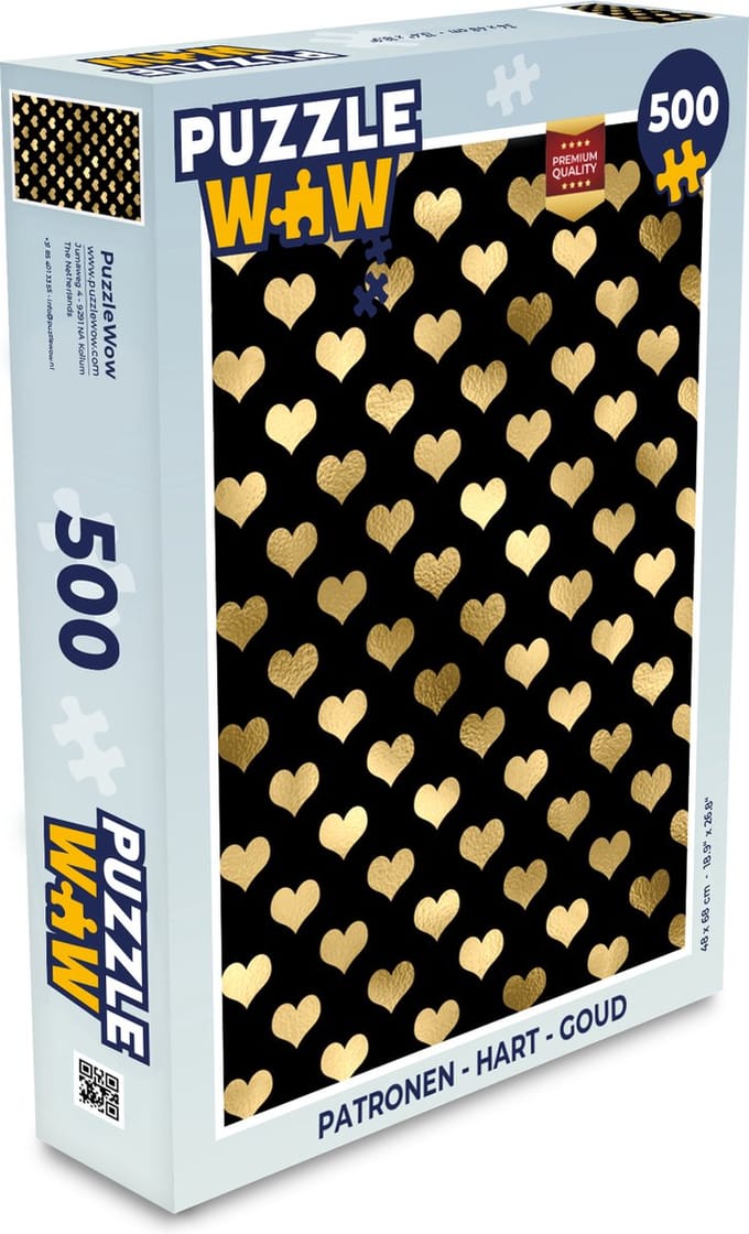 Puzzel Patronen - Hart - Goud - Legpuzzel - Puzzel 500 stukjes