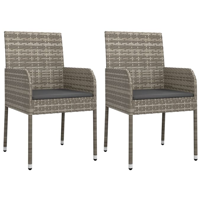 vidaXL - 7-delige - Tuinset - met - kussens - poly - rattan - grijs
